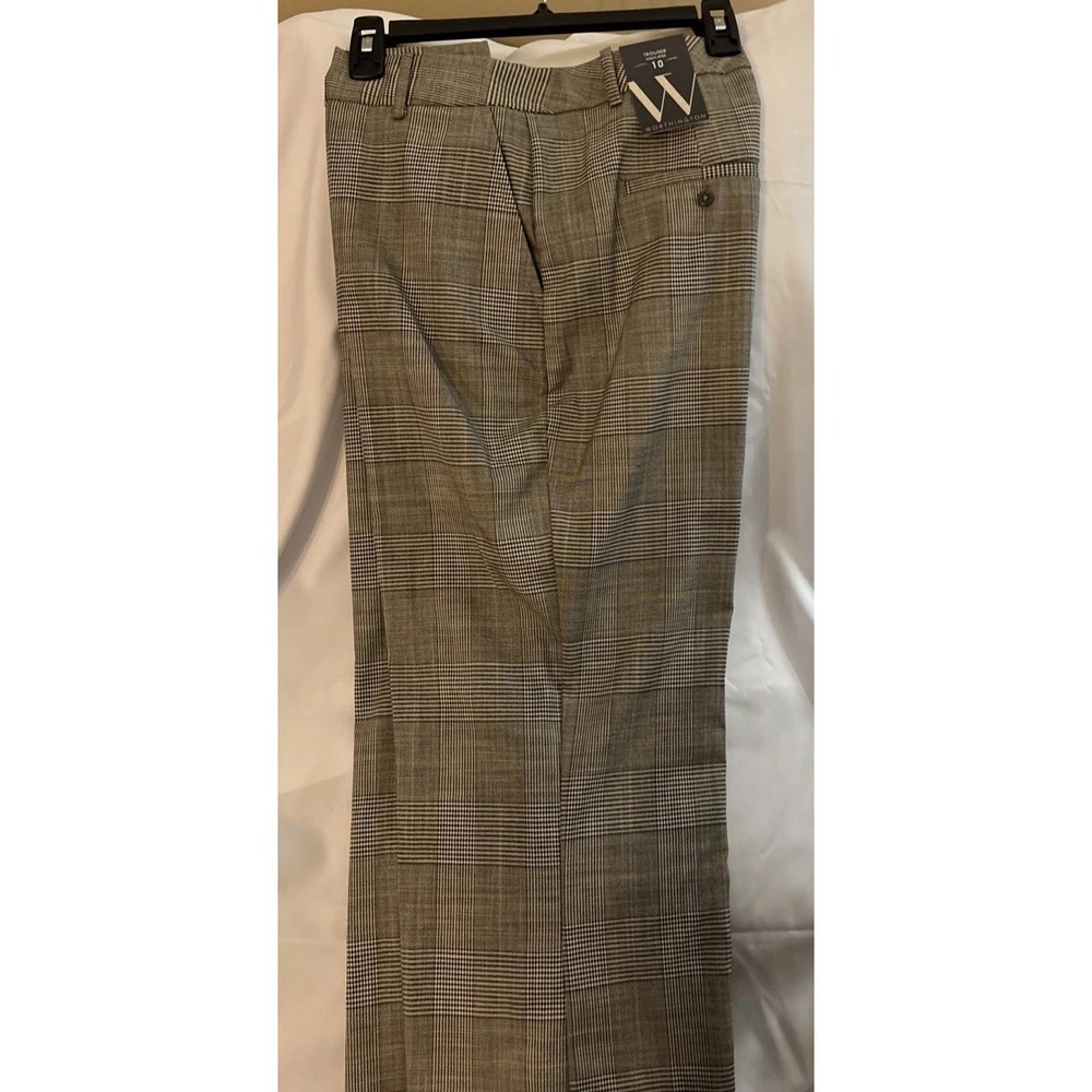 Women's Worthington Size 10 Gray Plaid High Rise Trousers - Picture 5 of 15